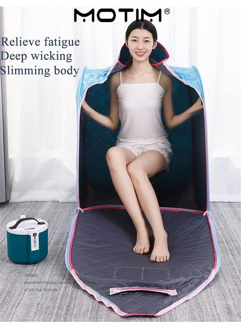 موتيم غرفة ساونا البخار الشخصية خيمة ساونا محمولة قابلة للطي منزلية مع جهاز تحكم عن بعد وآلة تبخير الجسم القابلة للتعديل بدرجة حرارة البخار الذكية سعة 2 لتر للاسترخاء - Image 4