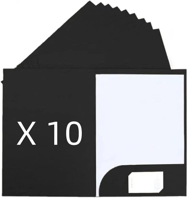 DZOZO 10Pcs A4 Insert Presentation Folder - Letter Size Business Report Holder, Kraft Black Cardboard Office Project File for Single Sheet Documents - Image 1