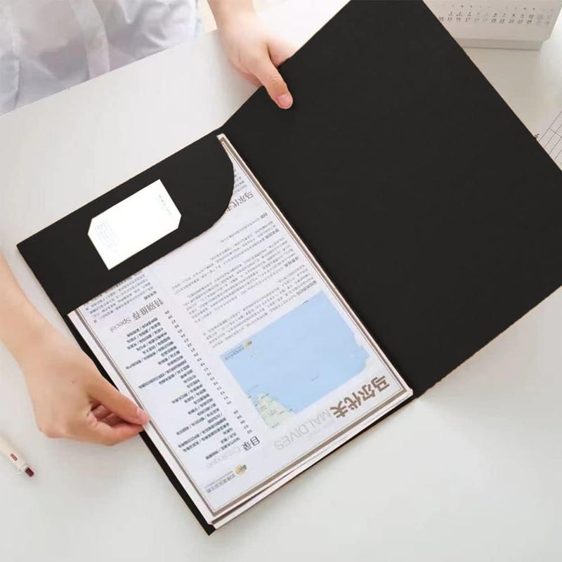 DZOZO 10Pcs A4 Insert Presentation Folder - Letter Size Business Report Holder, Kraft Black Cardboard Office Project File for Single Sheet Documents - Image 2
