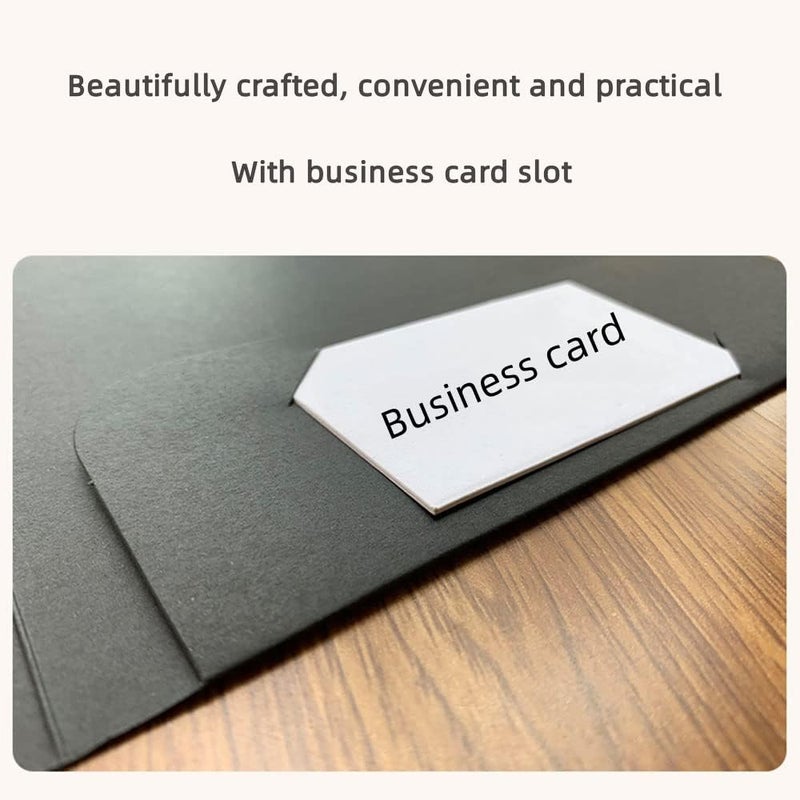 DZOZO 10Pcs A4 Insert Presentation Folder - Letter Size Business Report Holder, Kraft Black Cardboard Office Project File for Single Sheet Documents - Image 4