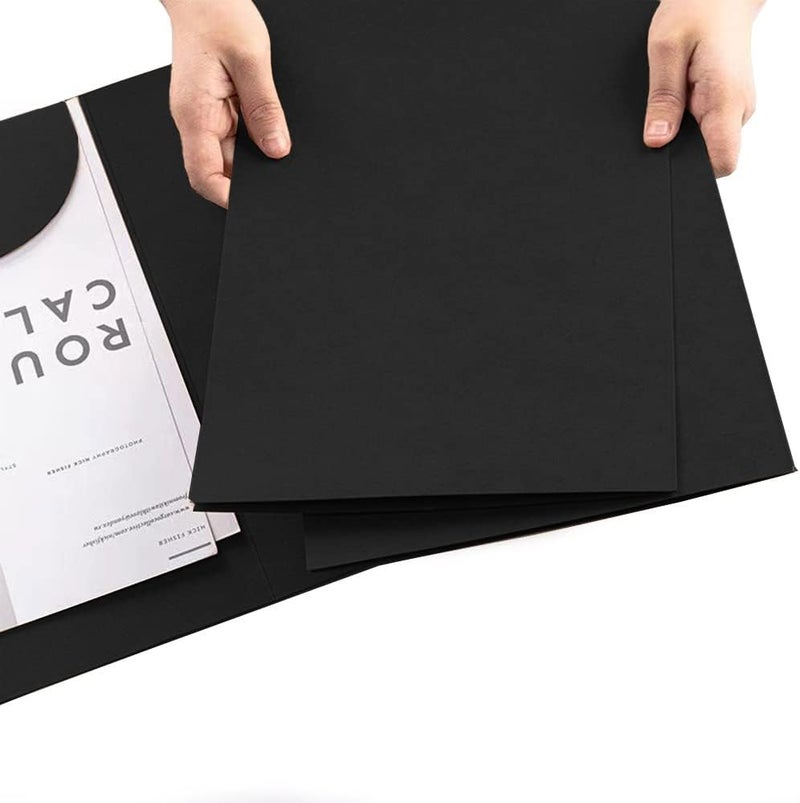DZOZO 10Pcs A4 Insert Presentation Folder - Letter Size Business Report Holder, Kraft Black Cardboard Office Project File for Single Sheet Documents - Image 3
