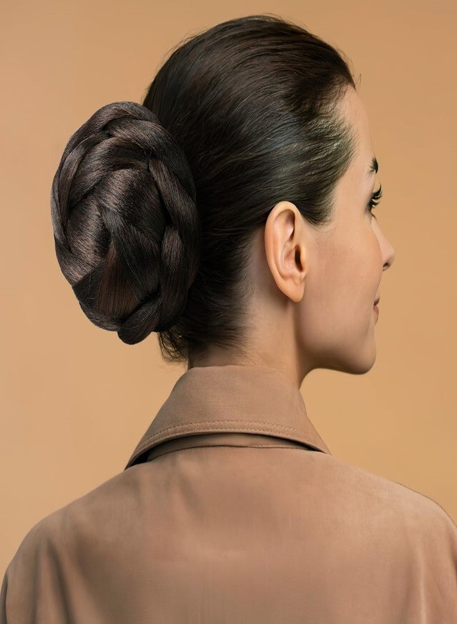 كالوري كعكة شعر مضفرة من كالوري، كعكات شعر بشري لتطويل الشعر، شعر مستعار أفرو، ذيل حصان مضفر، تسريحة شعر مرفوعة مضفرة للنساء ذوات البشرة السمراء، شعر مستعار مضفر للنساء - Image 2