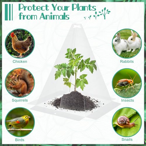GJQ 30 Packs 12"x 8" Garden Cloches for Plants,Plant Protectors from Animals,Plant Cages for Outdoor Plants,Plant Covers from Animals,Chicken Wire Cloche with Stakes for Protect Plants,Seedling,Vegetables - Image 3