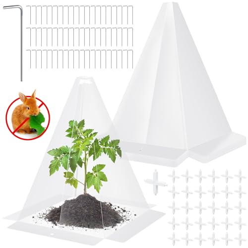 GJQ 30 Packs 12"x 8" Garden Cloches for Plants,Plant Protectors from Animals,Plant Cages for Outdoor Plants,Plant Covers from Animals,Chicken Wire Cloche with Stakes for Protect Plants,Seedling,Vegetables - Image 1