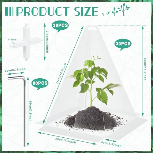 GJQ 30 Packs 12"x 8" Garden Cloches for Plants,Plant Protectors from Animals,Plant Cages for Outdoor Plants,Plant Covers from Animals,Chicken Wire Cloche with Stakes for Protect Plants,Seedling,Vegetables - Image 2