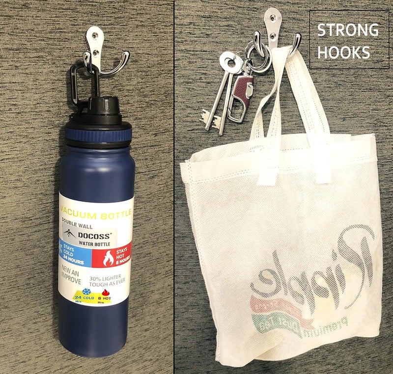 DOCOSS -Pack of 4-Glossy-2 Pin Bathroom Cloth Hanger Door Wall Robe Hooks Rail for Hanging Keys,Clothes,Towel Steel Hook - Image 5