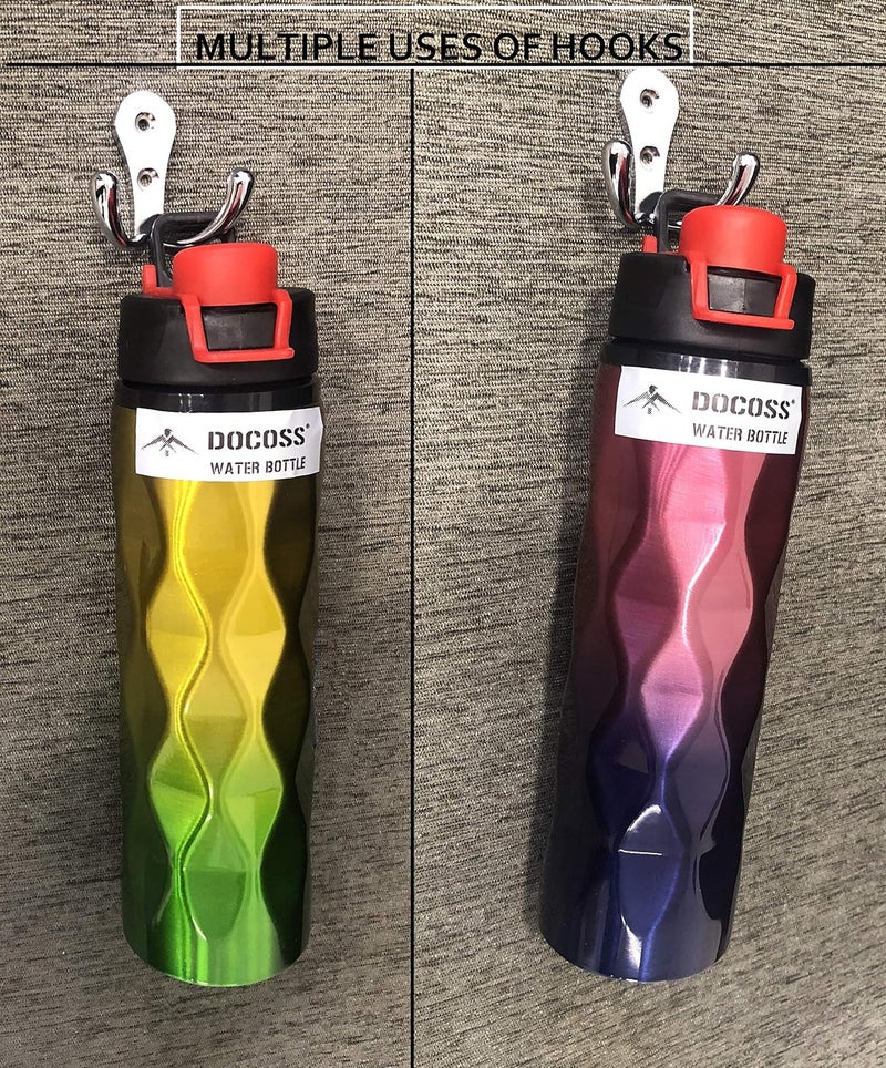 DOCOSS -Pack of 4-Glossy-2 Pin Bathroom Cloth Hanger Door Wall Robe Hooks Rail for Hanging Keys,Clothes,Towel Steel Hook - Image 4