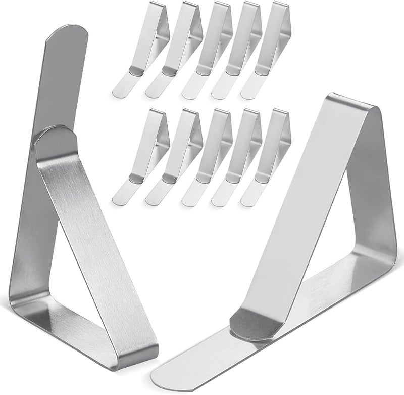 Clipra Tablecloth Clips USA Based Brand  12 Pack Stainless Steel Rust Proof Table Clips for Home Restaurants Picnic Party Dining Tables  Fits Up to 18 Inch Thick Tables