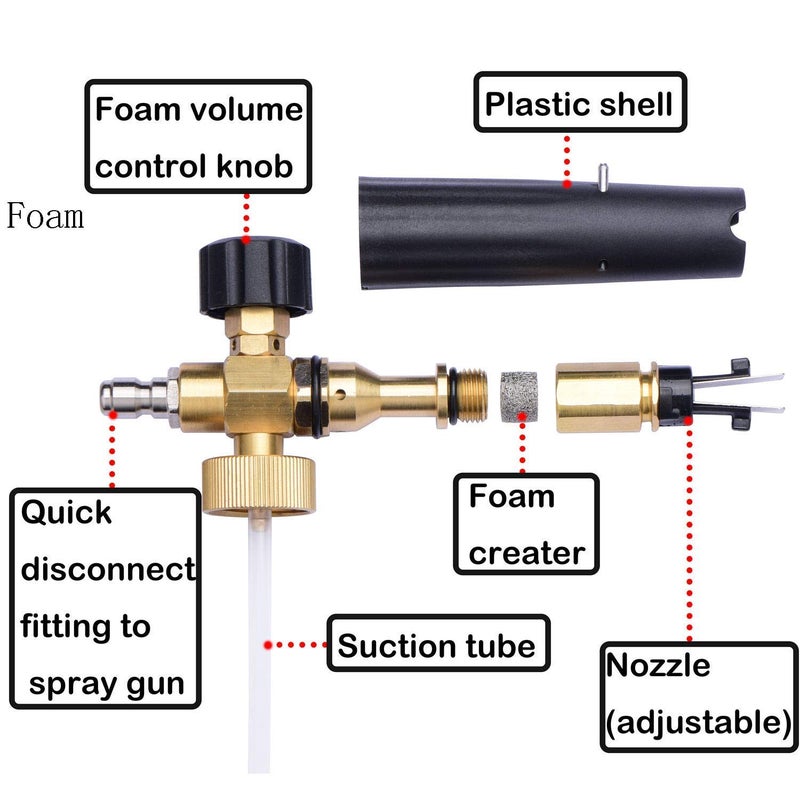 KROST Pressure Washer Gun Foam Lance Foam Cannon Adjustable Jet Wash Quick Release 5 Pressure Washer Nozzles 1000ml Foam Spray Gun - Image 4