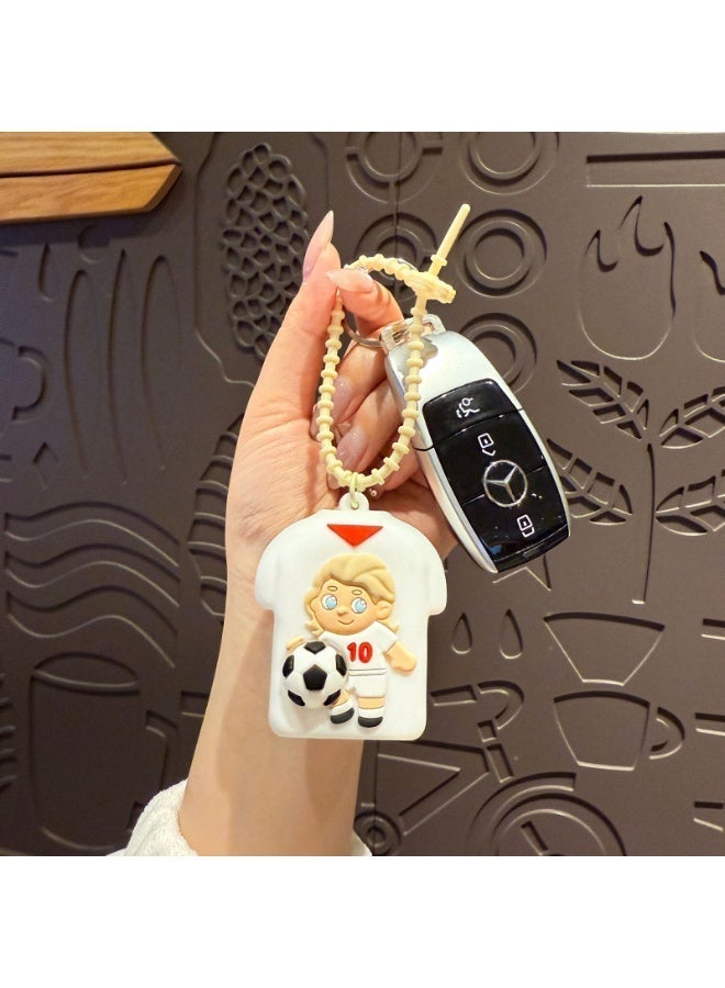 Western Mountains Cute Soccer Player Silicone Key Case Cover, Mini Zipper Coin Purse, Keychain Protector for Car Keys, AirPods, Small Accessories, 4 Styles - Image 4