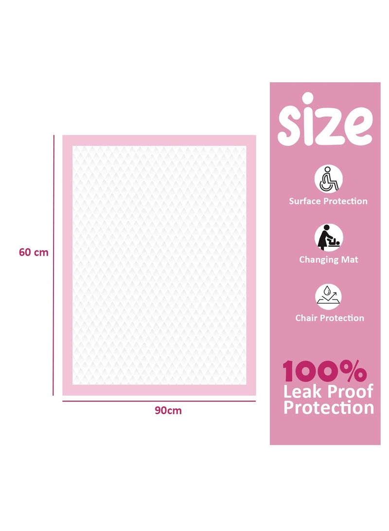 Cute 'n' Cuddle Pack Of 30 Soft Ultra Absorbent Waterproof Diaper Mess-Free Changing Mat Liners For Baby 60 CM X 90 CM, Pink - Image 2