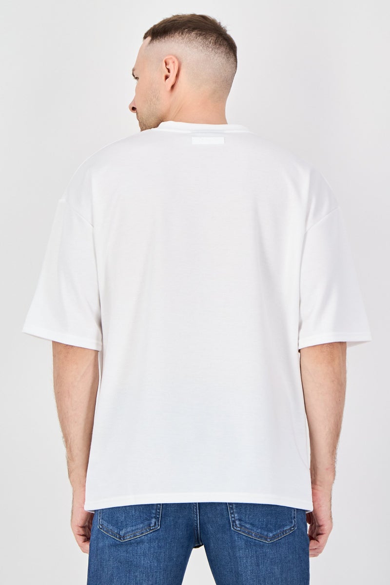 Algspar Men Crew Neck Short Sleeve Graphic Print T-Shirt, Off White - Image 3