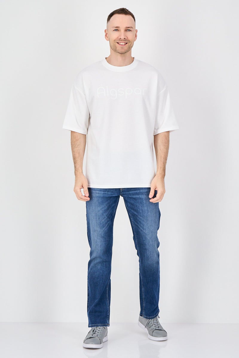 Algspar Men Crew Neck Short Sleeve Graphic Print T-Shirt, Off White - Image 4
