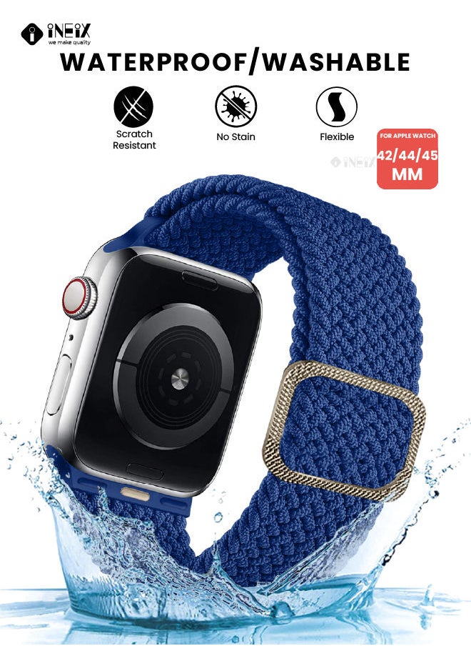 INEIX Braided Nylon Adjustable Solo Loop Band For Apple watch 42/44/45 mm - Aqua Blue  - Image 2