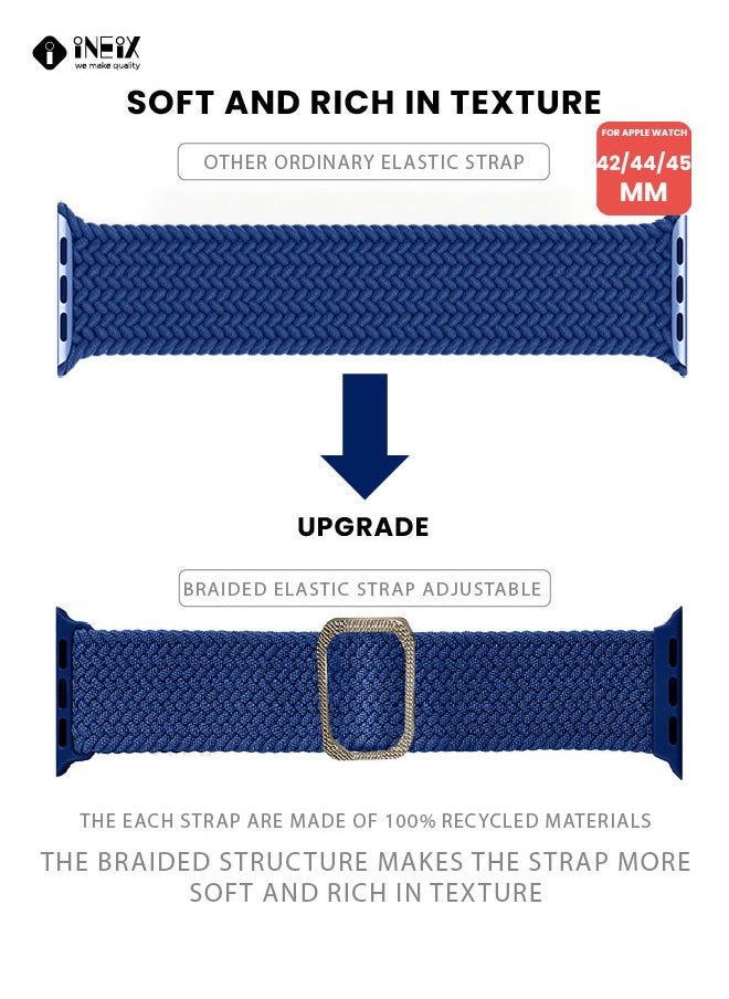INEIX Braided Nylon Adjustable Solo Loop Band For Apple watch 42/44/45 mm - Aqua Blue  - Image 4
