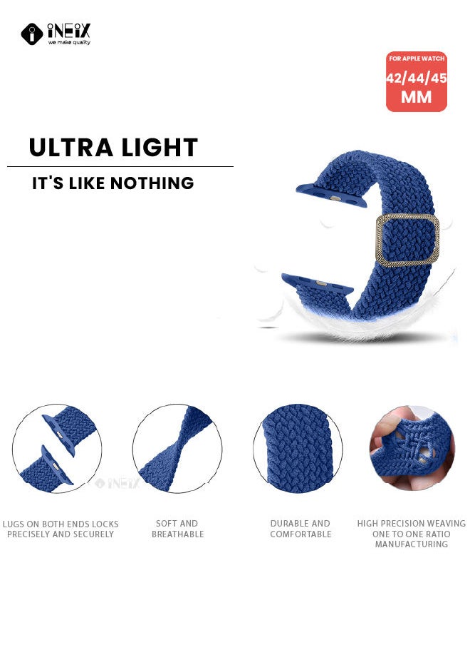 INEIX Braided Nylon Adjustable Solo Loop Band For Apple watch 42/44/45 mm - Aqua Blue  - Image 3