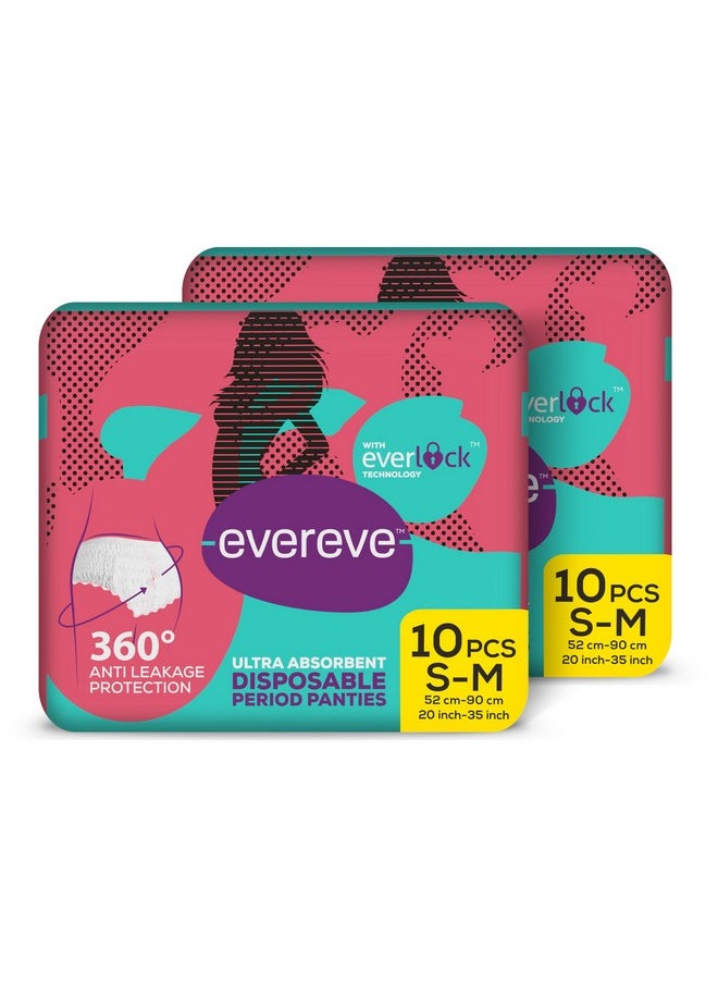 Evereve Evereve Ultra Absorbent Disposable Period Panties,S-M,2X10'S Pack,0% Leaks,Sanitary Protection For Women&Girls,Maternity Delivery Pads,360° Protection,Postpartum&Overnight Use,Heavy Flow,Pack Of 20  - Image 1