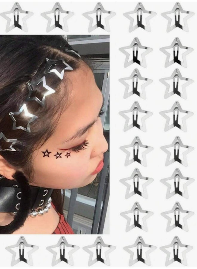 KHAJUL 20 PCS Sparkling Y2K Style Silver Star Hair Clips, Minimalist Fashion Star Hair Accessories For Girls, Suitable For Daily Wear - Image 2