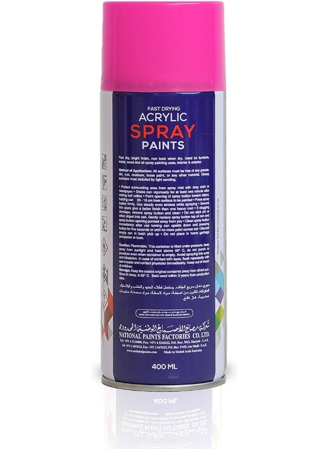 NATIONAL PAINTS Fast Drying Acrylic Spray Paint - Fluorescent Magenta 755 - Image 2