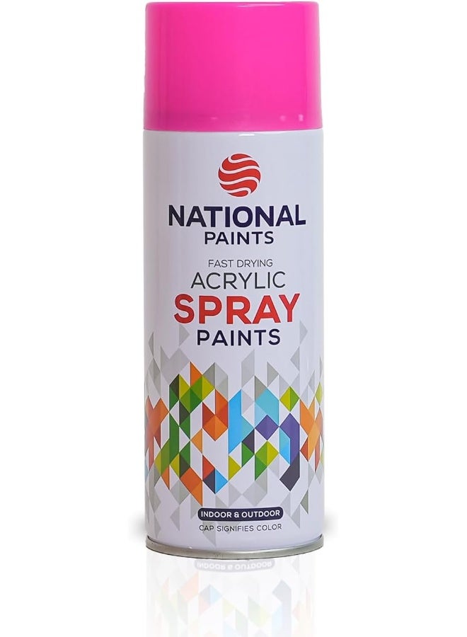 NATIONAL PAINTS Fast Drying Acrylic Spray Paint - Fluorescent Magenta 755 - Image 1