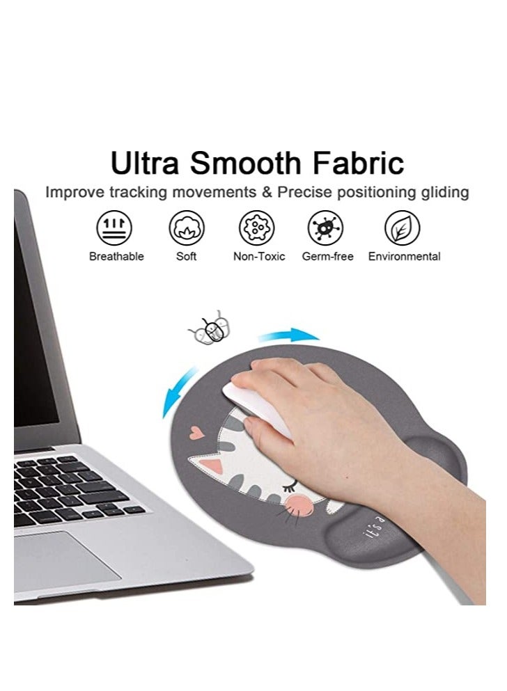 SYOSI Ergonomic Mouse Pad with Wrist Support Non-Slip Rubber Base Mousepad for Home Office Gaming Working Computers Laptop Easy Typing Pain Relief Memory Foam Rebound (lovely Cat) - Image 2