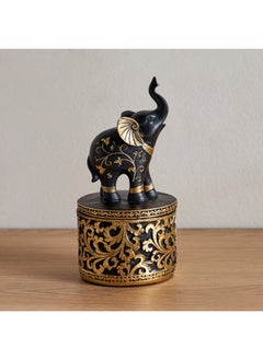 Home Box Marcel Polyresin Elephant Decorative Jar 9 x 9 x 18.5 cm  - Image 1