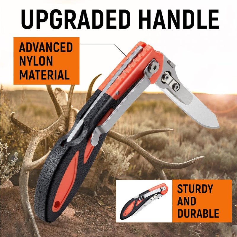 Lancergear Hunting Knife Skinning Knife Pocket Foldable with 15 Extra Replaceable Sharp Blades, Safe and Fast Disassembly in 1 Second with Single Hand for Outdoor Hunting Survival Camping - Image 4
