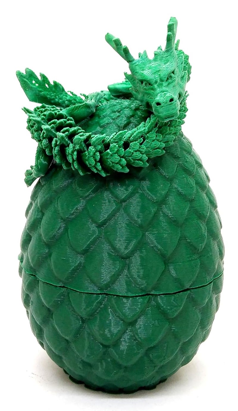 CERO ® 3D Printed Dragon Eggs with Dragon Inside, Surprise Dragon Eggs for Easter, 3D Dragon Egg Crystal Dragon (Green PLA Plastic) - Image 1
