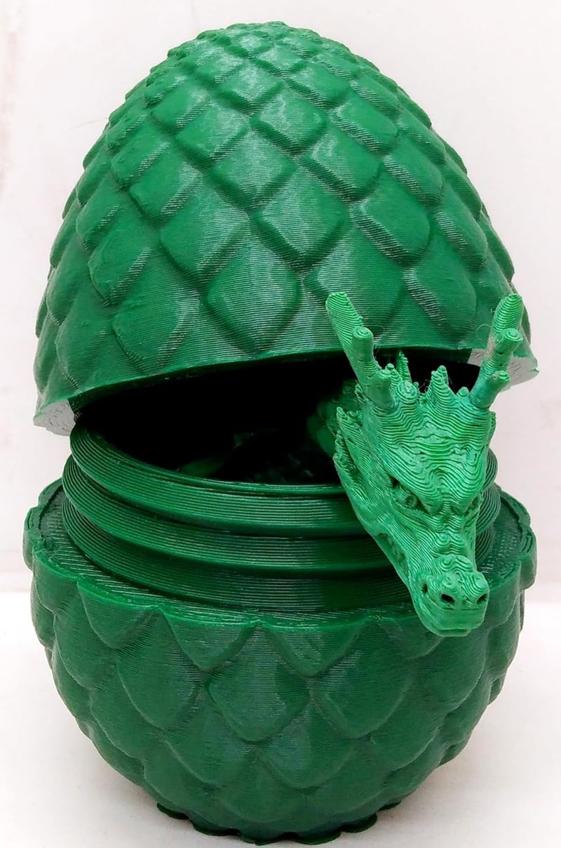 CERO ® 3D Printed Dragon Eggs with Dragon Inside, Surprise Dragon Eggs for Easter, 3D Dragon Egg Crystal Dragon (Green PLA Plastic) - Image 3