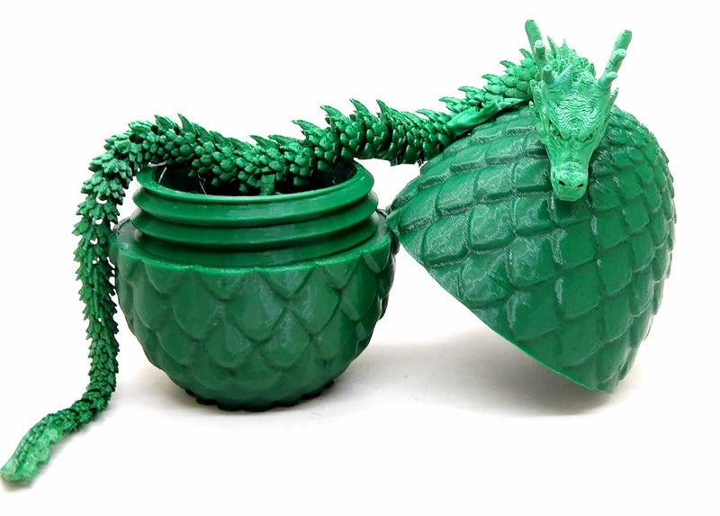 CERO ® 3D Printed Dragon Eggs with Dragon Inside, Surprise Dragon Eggs for Easter, 3D Dragon Egg Crystal Dragon (Green PLA Plastic) - Image 4