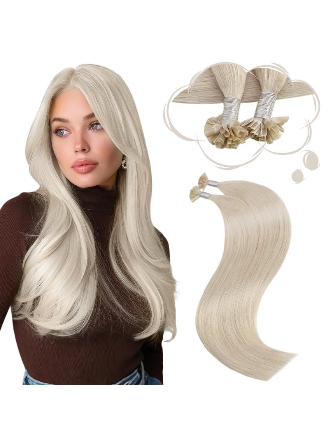 Moresoo U Tip Hair Extensions Human Hair White Blonde K Tip Hair Extensions Real Human Hair for Women Straight Silky Soft 40G50S 14 Inch - Image 3