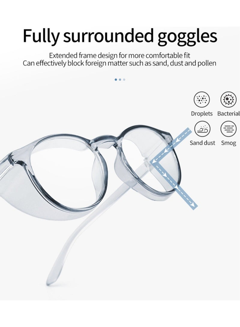 Captaintech Safety Glasses Protection Goggles Anti Fog Eye Goggles with Side Shields Stylish Round Safety UV400 Protection Transparent Protective Goggles Blue Light for Men Womens Blue - Image 5