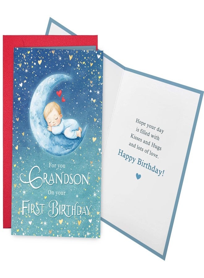 Ogeby Cute First Birthday Card for Grandson, Starry Themed 1st Bday from Grandpa Grandma, For You Grandson on Your First Birthday - Image 1