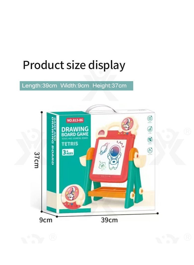 Portable Children'S Education And Play 2-In-1 Double-Sided Drawing Board In Red/Blue