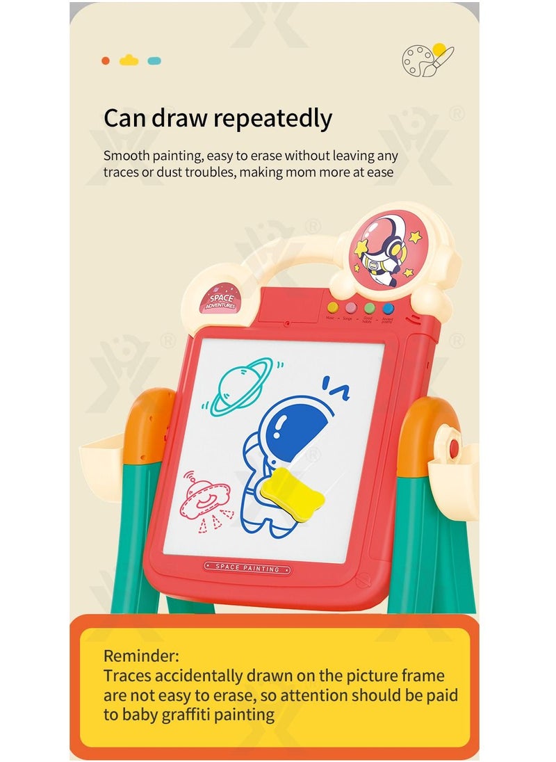 Portable Children'S Education And Play 2-In-1 Double-Sided Drawing Board In Red/Blue