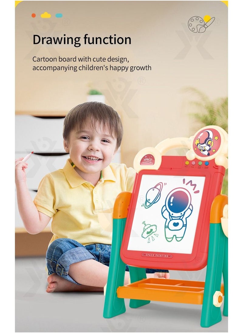 Portable Children'S Education And Play 2-In-1 Double-Sided Drawing Board In Red/Blue