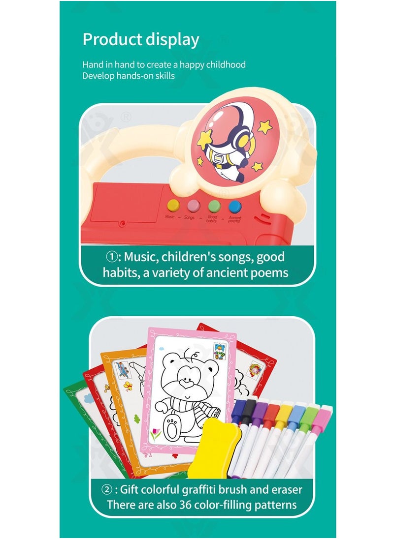 Portable Children'S Education And Play 2-In-1 Double-Sided Drawing Board In Red/Blue