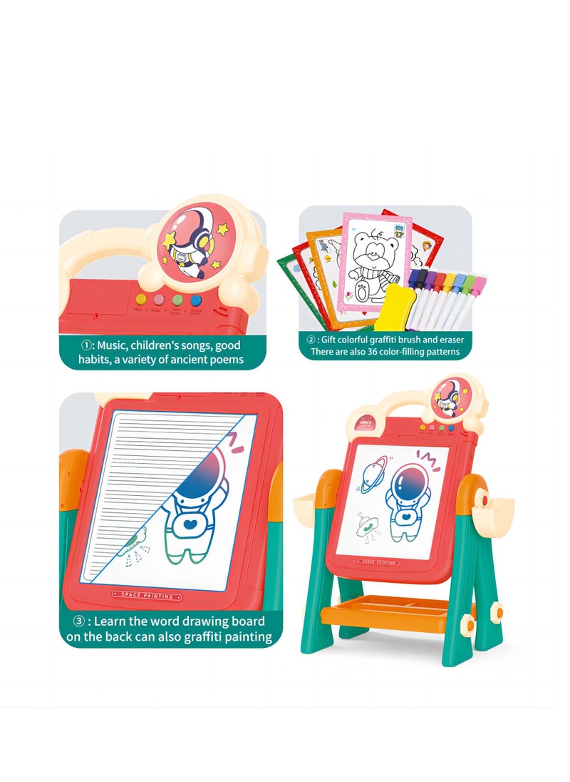 Portable Children'S Education And Play 2-In-1 Double-Sided Drawing Board In Red/Blue