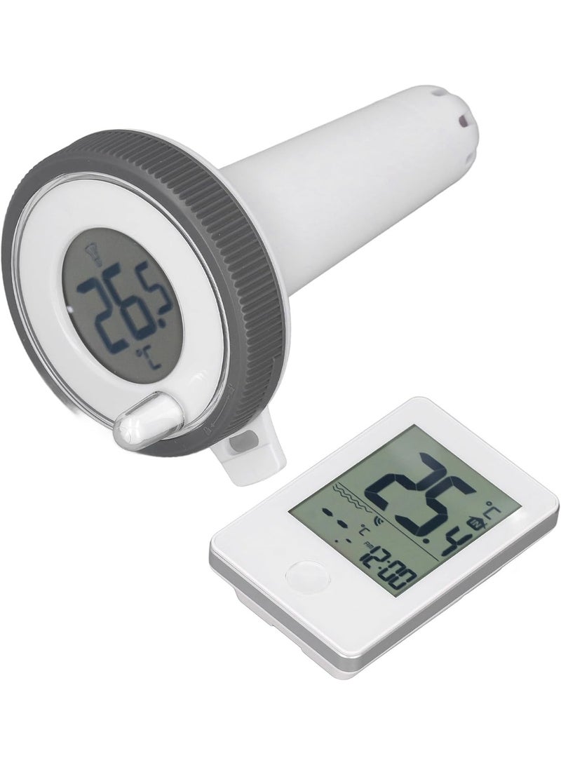 كريفوكت مقياس حرارة لاسلكي عائم مقاوم للماء بشاشة ال سي دي مع جهاز تحكم عن بعد، مراقب درجة الحرارة والرطوبة سهل القراءة لحمام السباحة والأحواض الساخنة وأحواض السمك - Image 3