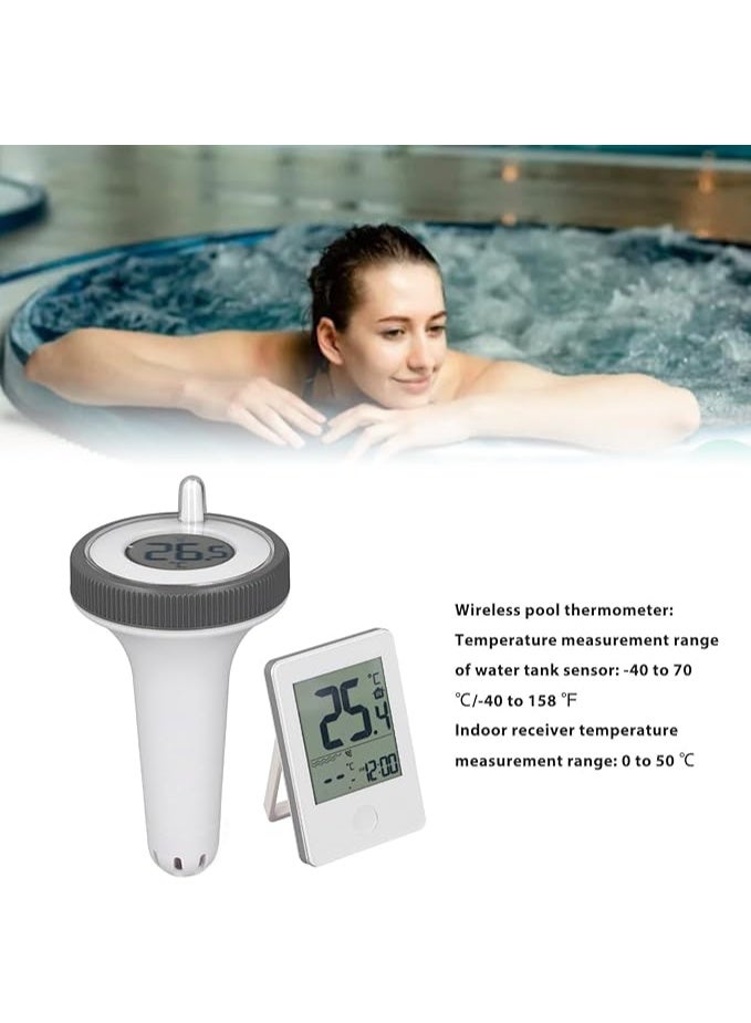 كريفوكت مقياس حرارة لاسلكي عائم مقاوم للماء بشاشة ال سي دي مع جهاز تحكم عن بعد، مراقب درجة الحرارة والرطوبة سهل القراءة لحمام السباحة والأحواض الساخنة وأحواض السمك - Image 4