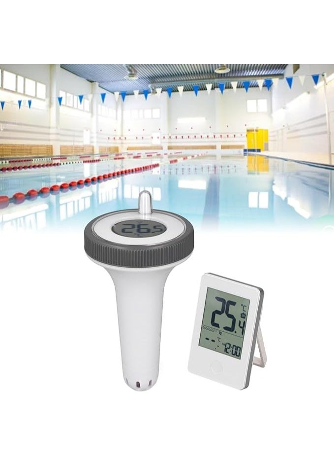 كريفوكت مقياس حرارة لاسلكي عائم مقاوم للماء بشاشة ال سي دي مع جهاز تحكم عن بعد، مراقب درجة الحرارة والرطوبة سهل القراءة لحمام السباحة والأحواض الساخنة وأحواض السمك - Image 5