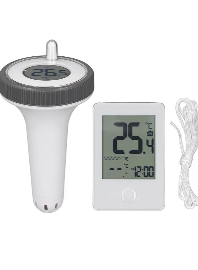 كريفوكت مقياس حرارة لاسلكي عائم مقاوم للماء بشاشة ال سي دي مع جهاز تحكم عن بعد، مراقب درجة الحرارة والرطوبة سهل القراءة لحمام السباحة والأحواض الساخنة وأحواض السمك - Image 1