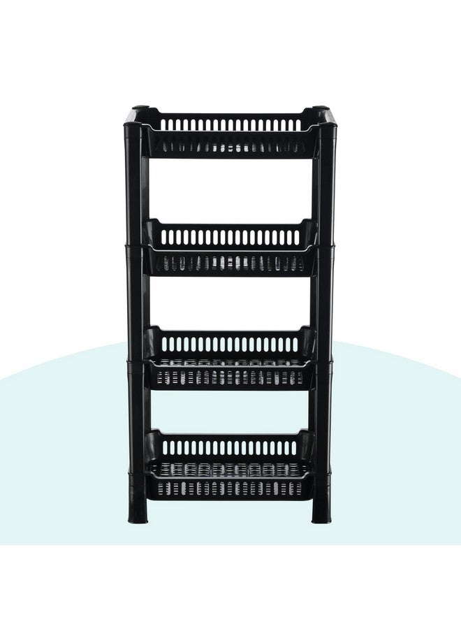 Kuber Industries 4-Layer Multipurpose Kitchen Organizer/Storage Rack | Onion Stand For Kitchen | Vessels & Vegetable Organiser | Black - Image 2