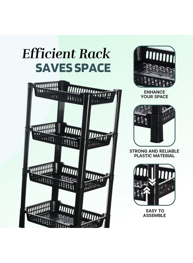 Kuber Industries 4-Layer Multipurpose Kitchen Organizer/Storage Rack | Onion Stand For Kitchen | Vessels & Vegetable Organiser | Black - Image 5