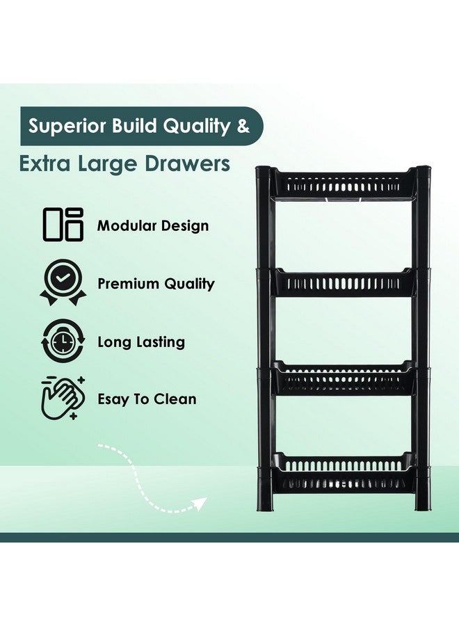 Kuber Industries 4-Layer Multipurpose Kitchen Organizer/Storage Rack | Onion Stand For Kitchen | Vessels & Vegetable Organiser | Black - Image 4
