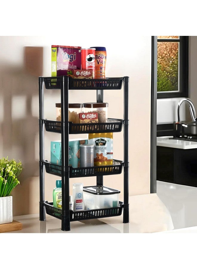 Kuber Industries 4-Layer Multipurpose Kitchen Organizer/Storage Rack | Onion Stand For Kitchen | Vessels & Vegetable Organiser | Black - Image 1