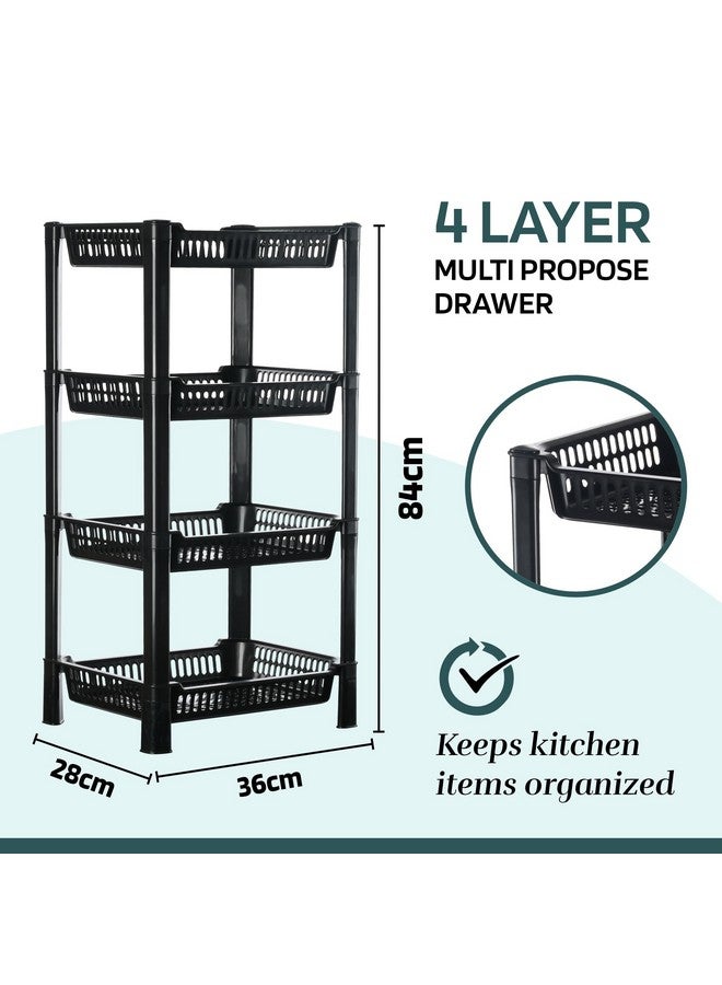Kuber Industries 4-Layer Multipurpose Kitchen Organizer/Storage Rack | Onion Stand For Kitchen | Vessels & Vegetable Organiser | Black - Image 3