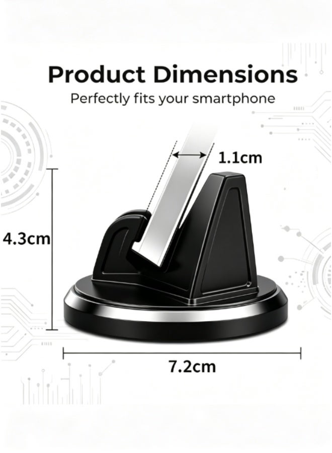 Vixplorn Car Phone Holder, 360° Rotatable Dashboard Phone Mount, Universal Cell Phone Cradle, Anti-Slip Navigation Phone Stand for All Smartphones, Car Interior Accessory, Black - Image 2