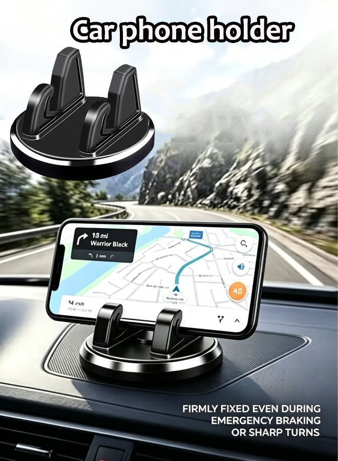 Vixplorn Car Phone Holder, 360° Rotatable Dashboard Phone Mount, Universal Cell Phone Cradle, Anti-Slip Navigation Phone Stand for All Smartphones, Car Interior Accessory, Black - Image 1