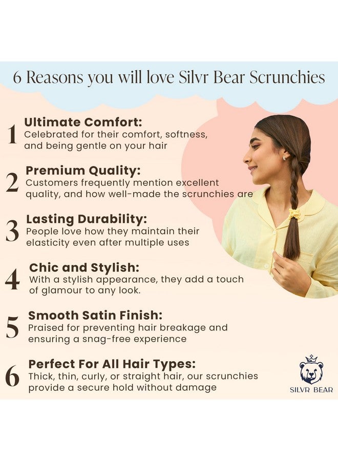 SILVR BEAR Luxury Satin Scrunchies SAME 6 COLORS AS PIC, Anti-Hair-Breakage, Hair Ties, Scrunchies Set for Girls, Women, Best gift for Sister, Friend, Mom (Pastel Skinny) - Image 2